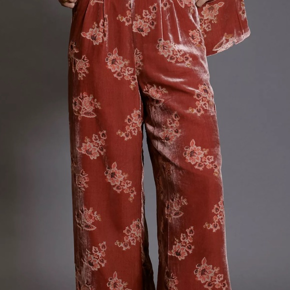 NWOT Anthropologie size small Hutch floral burnout velvet trousers - Picture 2 of 10